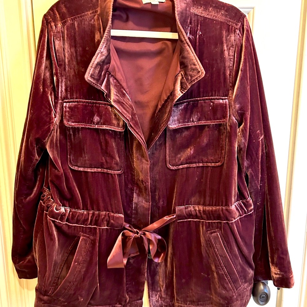 LOFT Purple Utility Jacket with Belt and Relaxed Fit